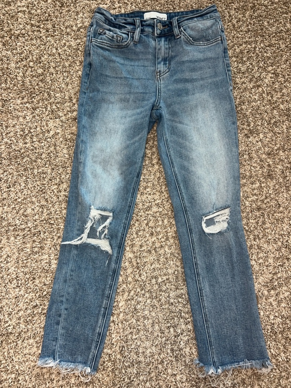 VERVET HAMPTON HIGH RISE CROP STRAIGHT LEG JEANS MEDIUM BLUE WASH Sz 0/24 - Picture 11 of 15